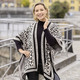 Ponchos - Poncho in Jacquard-Dessin, in Größe 1(36-42) bis 3(50-54), in Farbe SCHWARZ-ECRU – Farbe SCHWARZ-ECRU – Ansicht 2