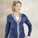 Pullover - Pullover in sehr weicher Qualität mit Modal – Farbe JEANSBLAU-ECRU – Ansicht 1 Pullover - Pullover in sehr weicher Qualität mit Modal, in Größe 038 bis 054, in Farbe JEANSBLAU-ECRU – Farbe JEANSBLAU-ECRU – Ansicht 1