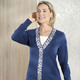 Pullover - Pullover in sehr weicher Qualität mit Modal – Farbe JEANSBLAU-ECRU – Ansicht 2 Pullover - Pullover in sehr weicher Qualität mit Modal, in Größe 038 bis 054, in Farbe JEANSBLAU-ECRU – Farbe JEANSBLAU-ECRU – Ansicht 2