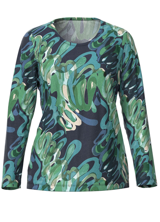 Pullover & Strickmode - Pullover in Feinstrick Ansicht 2 Pullover & Strickmode - Pullover in Feinstrick, in Größe 038 bis 054, in Farbe GRÜN-PETROL-MULTICOLOR Ansicht 2