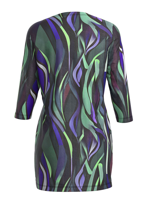 Pullover & Strickmode - Strick-Tunika in Feinstrick, in Größe 038 bis 054, in Farbe SCHWARZ-GRÜN-MULTICOLOR Ansicht 3