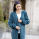 Basics - Long-Strickjacke in Perlfang – Farbe PETROL MELIERT – Ansicht 1 Basics - Long-Strickjacke in Perlfang, in Größe 038 bis 054, in Farbe PETROL MELIERT – Farbe PETROL MELIERT – Ansicht 1