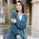 Basics - Long-Strickjacke in Perlfang – Farbe PETROL MELIERT – Ansicht 2 Basics - Long-Strickjacke in Perlfang, in Größe 038 bis 054, in Farbe PETROL MELIERT – Farbe PETROL MELIERT – Ansicht 2