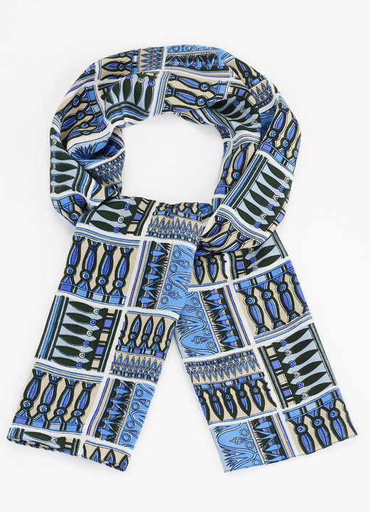 Schals - Schal mit Fantasiedessin, in Farbe ECRU-HELLBLAU-SAND-AZUR Ansicht 1
