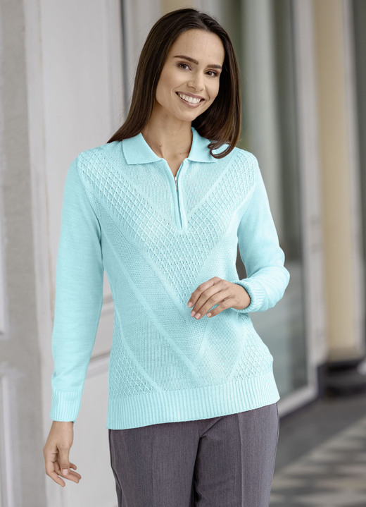 Basics - Pullover mit dezentem Glanz, in Größe 036 bis 052, in Farbe MINT Ansicht 2