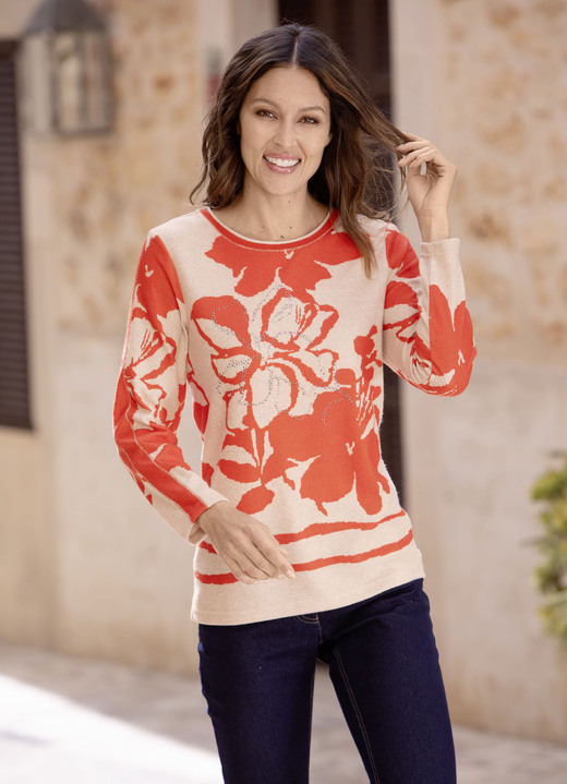 Langarm - Shirt mit Flatlocknähten in 2 Farben Langarm - Shirt mit Flatlocknähten in 2 Farben, in Größe 036 bis 052, in Farbe ORANGE-BEIGE