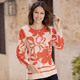 Langarm - Shirt mit Flatlocknähten in 2 Farben – Farbe ORANGE-BEIGE Langarm - Shirt mit Flatlocknähten in 2 Farben, in Größe 036 bis 052, in Farbe ORANGE-BEIGE