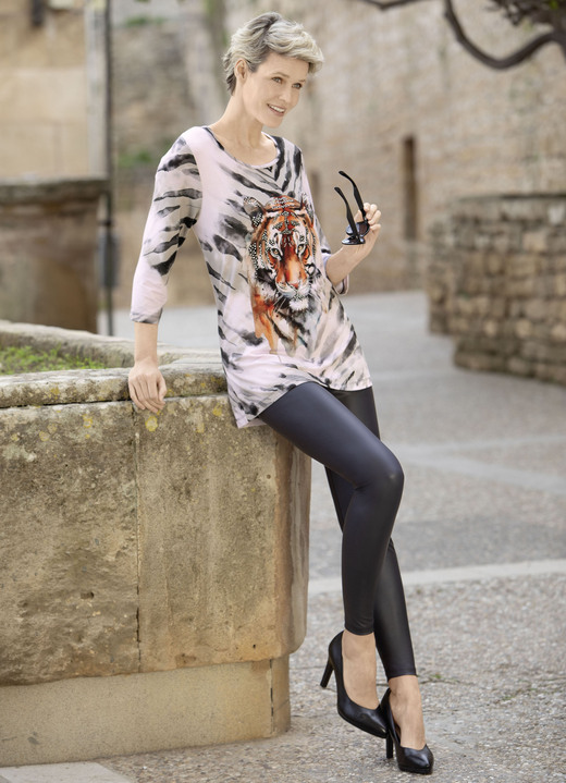 34-Arm - Shirt mit platziertem Tiermotiv, in Größe 036 bis 054, in Farbe SCHWARZ-GRAU Ansicht 2