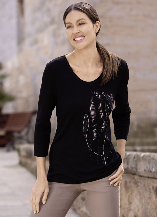 34-Arm - Shirt mit 3/4-langen Ärmeln, in Größe 038 bis 054, in Farbe SCHWARZ Ansicht 2