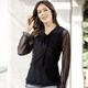 Langarm - 2-teiliges Set bestehend aus Shirt und Trägershirt – Farbe SCHWARZ – Ansicht 2 Langarm - 2-teiliges Set bestehend aus Shirt und Trägershirt, in Größe 036 bis 052, in Farbe SCHWARZ – Farbe SCHWARZ – Ansicht 2