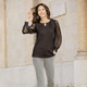 Langarm - Shirt mit langen Chiffonärmeln – Farbe SCHWARZ – Ansicht 2 Langarm - Shirt mit langen Chiffonärmeln, in Größe 036 bis 054, in Farbe MARINE – Farbe SCHWARZ – Ansicht 2