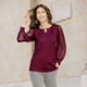 Langarm - Shirt mit langen Chiffonärmeln – Farbe BORDEAUX Langarm - Shirt mit langen Chiffonärmeln, in Größe 036 bis 054, in Farbe MARINE
