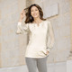 Langarm - Shirt mit langen Chiffonärmeln – Farbe ECRU Langarm - Shirt mit langen Chiffonärmeln, in Größe 036 bis 054, in Farbe MARINE