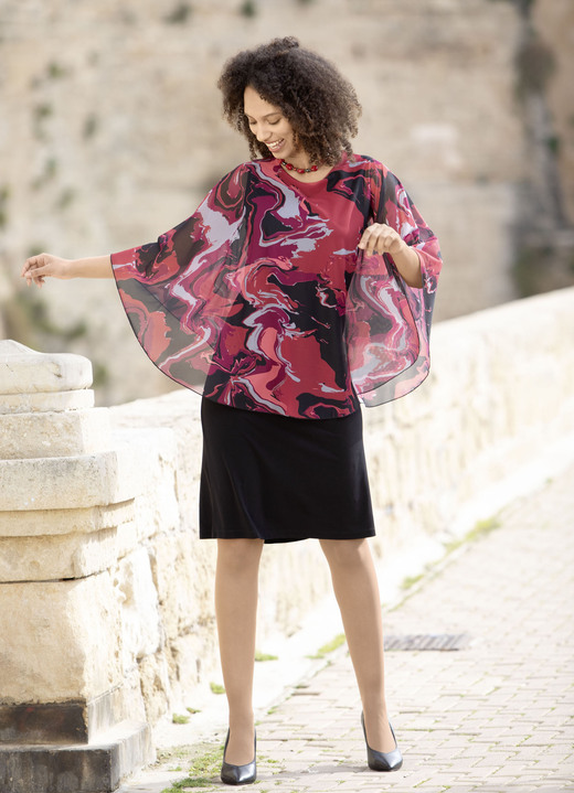 Kleider - Kleid in angesagter Two-in-One-Optik Kleider - Kleid in angesagter Two-in-One-Optik, in Größe 036 bis 052, in Farbe SCHWARZ-ROT-BORDEAUX-BUNT