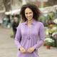 Basics - Shirt-Tunika mit Hemdkragen – Farbe FLIEDER – Ansicht 2 Basics - Shirt-Tunika mit Hemdkragen, in Größe 036 bis 054, in Farbe MINT – Farbe FLIEDER – Ansicht 2