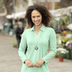 Basics - Shirt-Tunika mit Hemdkragen – Farbe MINT – Ansicht 1 Basics - Shirt-Tunika mit Hemdkragen, in Größe 036 bis 054, in Farbe MINT – Farbe MINT – Ansicht 1