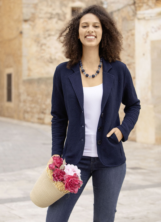 Basics - Blusenjacke mit Knopfleiste, in Größe 036 bis 052, in Farbe MARINE Ansicht 3