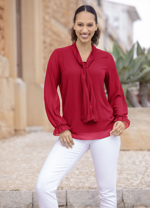 Basics - Tunika mit Bindeschluppe, in Größe 036 bis 052, in Farbe ROT Ansicht 2