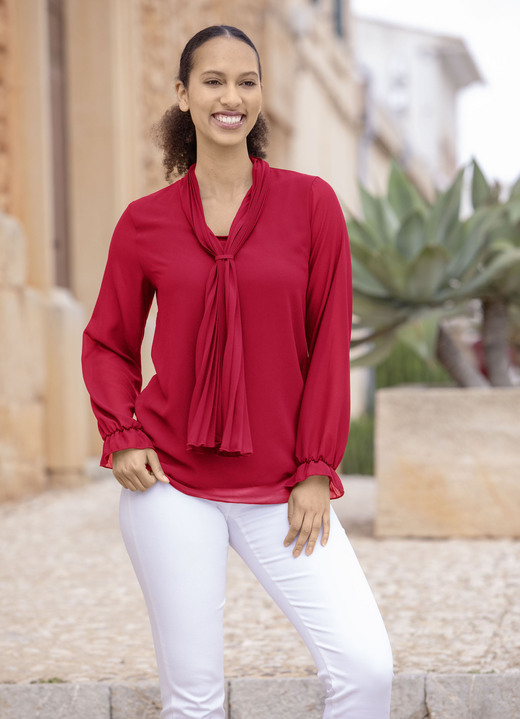 Basics - Tunika mit Bindeschluppe, in Größe 036 bis 052, in Farbe ROT Ansicht 1