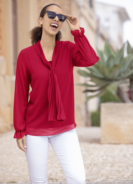 Basics - Tunika mit Bindeschluppe, in Größe 036 bis 052, in Farbe ROT Ansicht 3