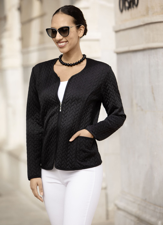 Basics - Blusenjacke mit Reißverschlussleiste, in Größe 036 bis 052, in Farbe SCHWARZ Ansicht 3