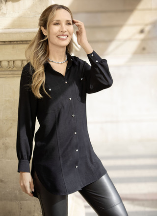 Figurumspielende Longbluse