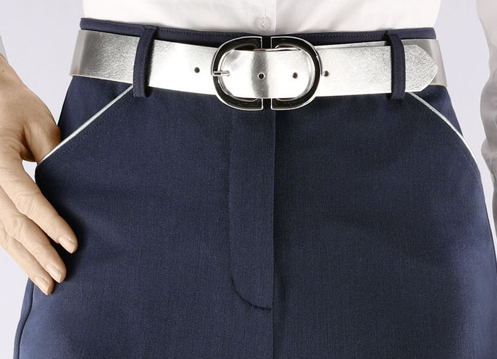 Gürtel - Eleganter Damen-Gürtel, 3,5 cm breit, in Größe 100 bis 120, in Farbe SILBER Ansicht 2