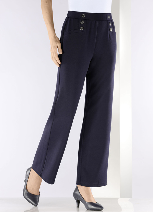 Hosen in Schlupfform - Hose mit dekorativen Zierknöpfen, in Größe 019 bis 054, in Farbe SCHWARZ Ansicht 6