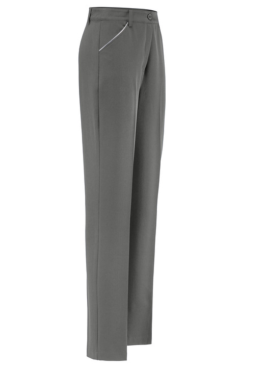 Hosen mit Knopf- und Reißverschluss - Hose mit silberfarbener Kontrastpaspel, in Größe 019 bis 054, in Farbe MARINE Ansicht 4