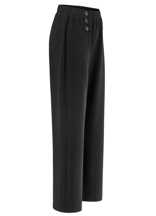 Hosen in Schlupfform - Hose mit dekorativen Zierknöpfen, in Größe 019 bis 054, in Farbe SCHWARZ Ansicht 1
