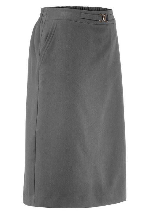 Uni - Rock in schmaler Schnittführung, in Größe 036 bis 054, in Farbe GRAU MELIERT Ansicht 2