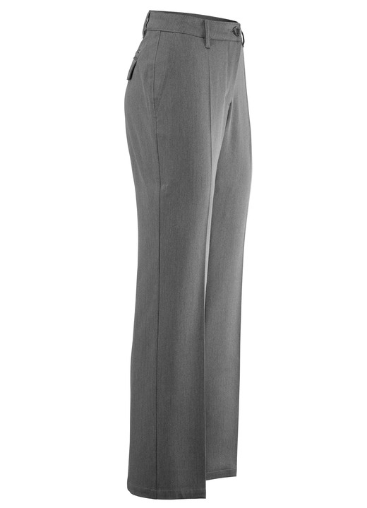 Hosen mit Knopf- und Reißverschluss - Hose mit rückwärtigen Dehnbundeinsätzen, in Größe 019 bis 054, in Farbe GRAU MELIERT Ansicht 1