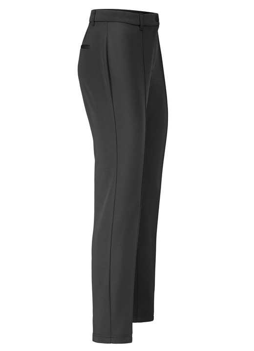 Hosen mit Knopf- und Reißverschluss - Edle schimmernde Hose, in Größe 018 bis 052, in Farbe SCHWARZ Ansicht 1