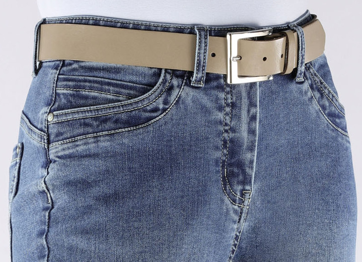 Gürtel - Trendiger Damen-Gürtel aus Leder, 3,5 cm breit, in Größe 100 bis 120, in Farbe WEISS Ansicht 8