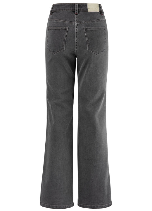 Hosen mit Knopf- und Reißverschluss - Jeans mit Ziersteppungen im Ethno-Stil, in Größe 017 bis 050, in Farbe GRAU Ansicht 2