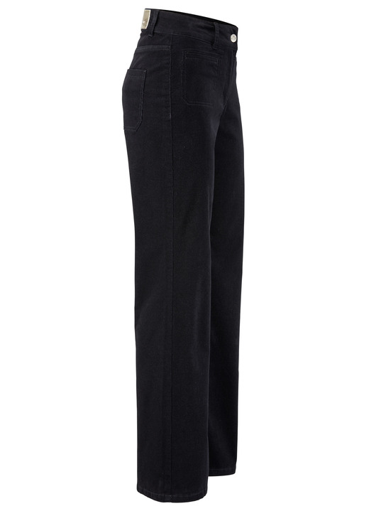 Hosen mit Knopf- und Reißverschluss - Cordhose mit weitem Beinverlauf, in Größe 017 bis 050, in Farbe SCHWARZ Ansicht 1