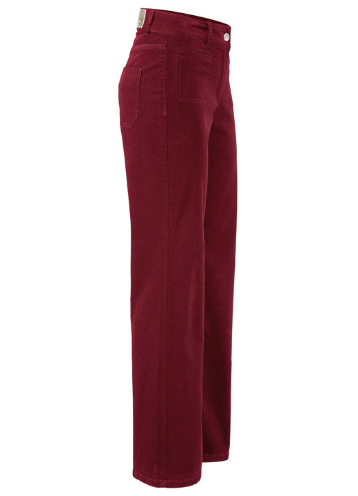 Hosen mit Knopf- und Reißverschluss - Cordhose mit weitem Beinverlauf, in Größe 017 bis 050, in Farbe KIRSCHROT Ansicht 1