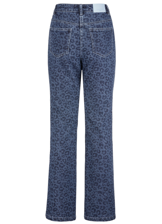 Hosen mit Knopf- und Reißverschluss - Jeans in aktueller Leo-Dessinierung, in Größe 017 bis 050, in Farbe DUNKELBLAU Ansicht 2