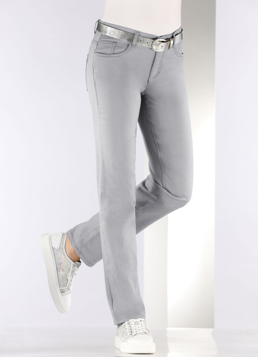 Hosen mit Knopf- und Reißverschluss - Softe Hose in 5-Pocket-Form, in Größe 017 bis 050, in Farbe PETROL Ansicht 7