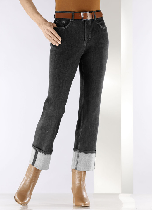 Hosen mit Knopf- und Reißverschluss - Magic-Jeans mit krempelbaren Aufschlägen , in Größe 017 bis 050, in Farbe DUNKELBLAU Ansicht 6