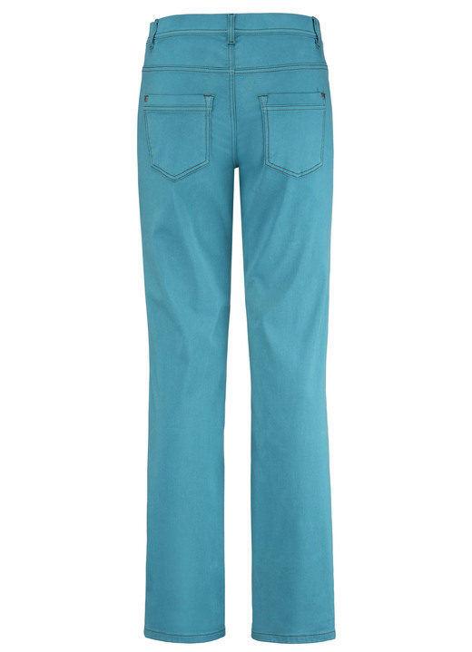 Hosen mit Knopf- und Reißverschluss - Softe Hose in 5-Pocket-Form, in Größe 017 bis 050, in Farbe PETROL Ansicht 2
