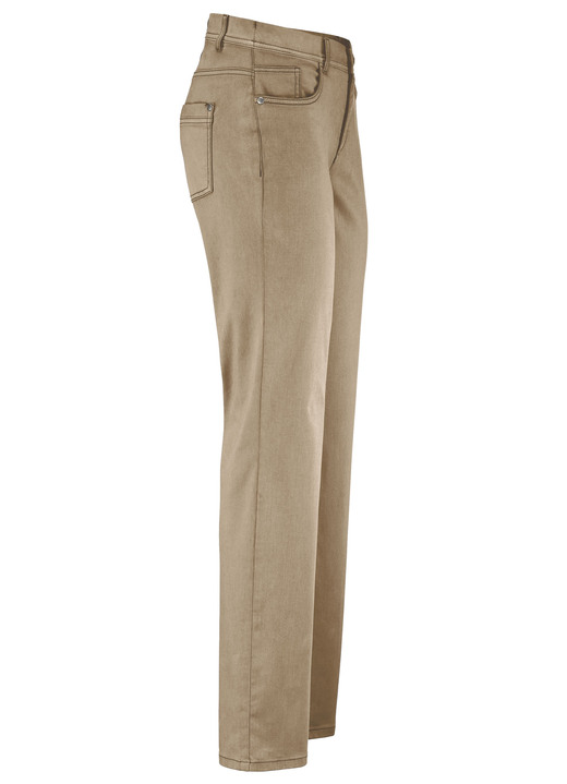 Hosen mit Knopf- und Reißverschluss - Softe Hose in 5-Pocket-Form, in Größe 017 bis 050, in Farbe CAMEL Ansicht 1