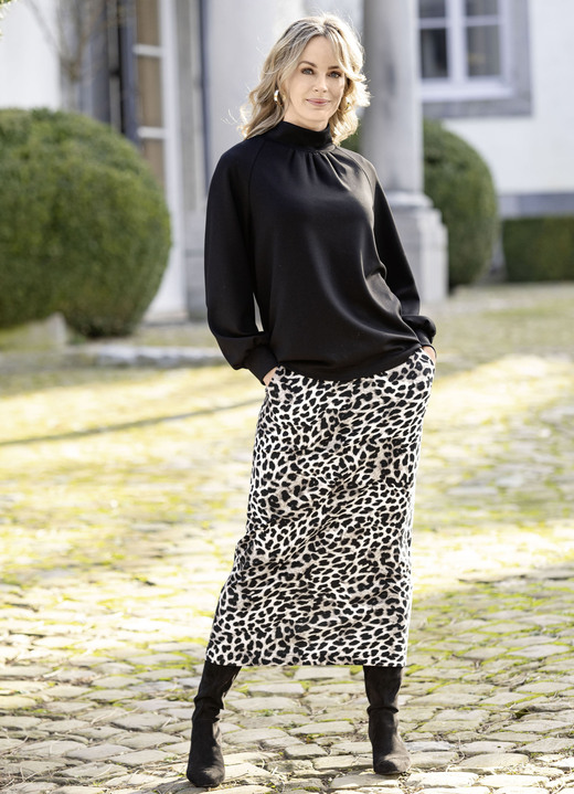 Langarm - Sweatshirt mit Stehkragen Ansicht 4 Langarm - Sweatshirt mit Stehkragen, in Größe 036 bis 052, in Farbe GRAU Ansicht 4