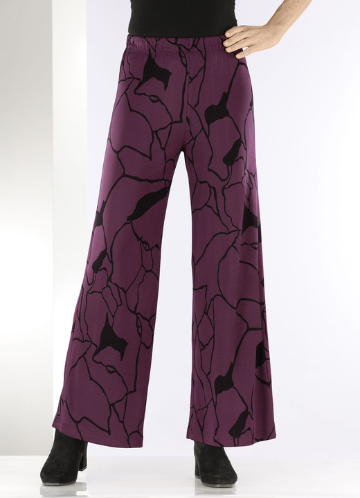 Hosen in Schlupfform - Hose in bequemer Weite, in Größe 018 bis 052, in Farbe AUBERGINE-SCHWARZ Ansicht 3
