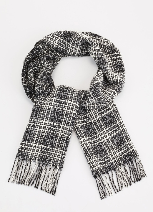 Schals - Schal mit gedrehten Fransen, in Farbe SCHWARZ-GRAU-BEIGE Ansicht 1