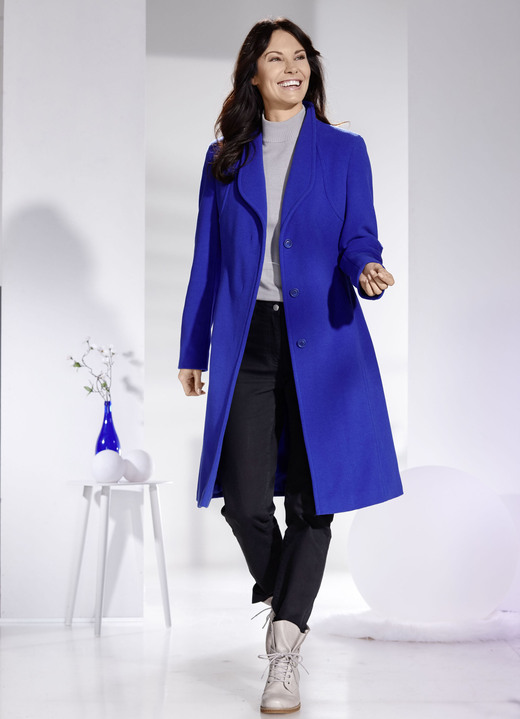 Damenmode - Mantel mit elegant verdeckter Knopfleiste, in Größe 038 bis 054, in Farbe ROYALBLAU Ansicht 1