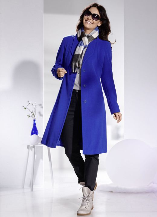 Wollmäntel - Mantel mit elegant verdeckter Knopfleiste, in Größe 038 bis 054, in Farbe ROYALBLAU Ansicht 2