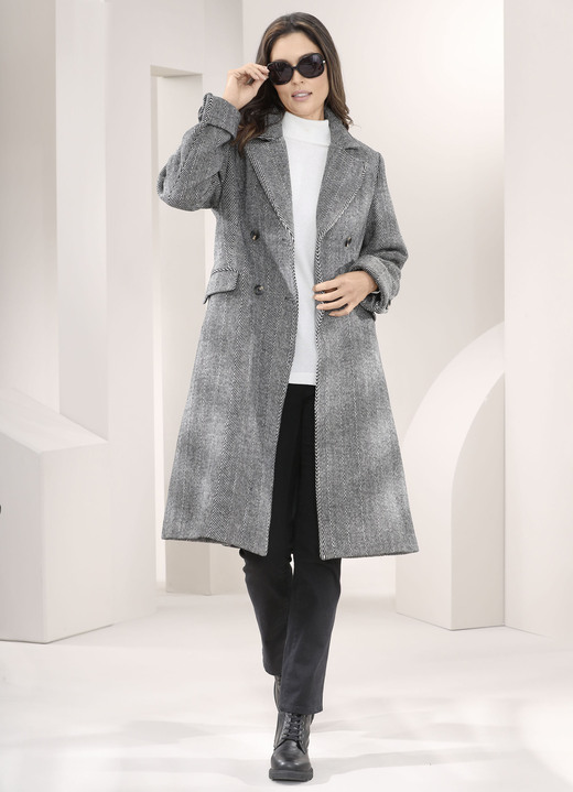 Damenmode - Mantel mit Pattentaschen Damenmode - Mantel mit Pattentaschen, in Größe 036 bis 052, in Farbe SCHWARZ-NATURWEISS