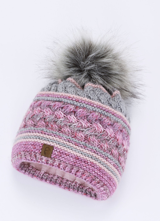Mützen & Hüte - Interessante Damen-Mütze, mit Bommel, in Farbe ROSA Ansicht 1