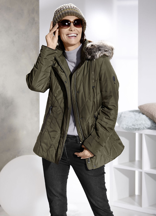 Winterjacken - Jacke mit abnehmbarer Kunstpelz-Besatz Ansicht 2 Winterjacken - Jacke mit abnehmbarer Kunstpelz-Besatz, in Größe 036 bis 054, in Farbe LODENGRÜN Ansicht 2